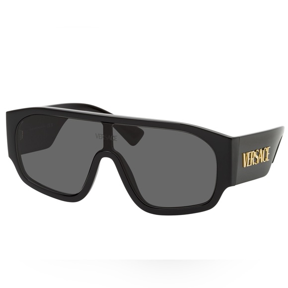 NEW VERSACE SUNGLASSES SHIELD BLACK UNISEX EYEWEAR VERSACE - Picture 3 of 8